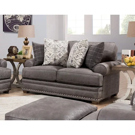 Transitional Loveseat with Nailhead Trim